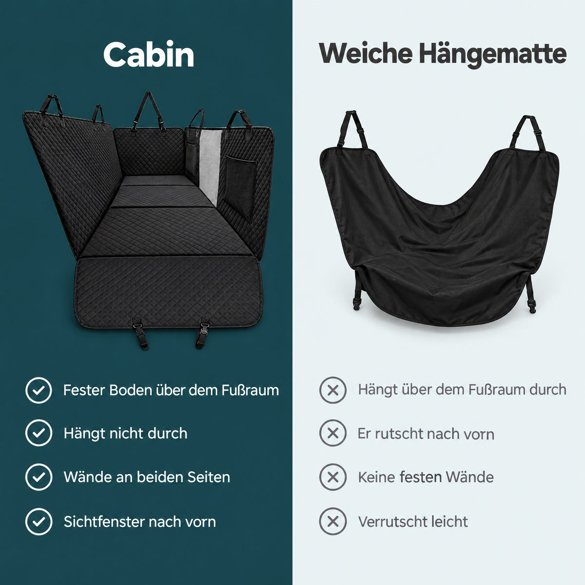 Vergleich: Lovypaw Cabin mit festem Boden gegen weiche Hängematte